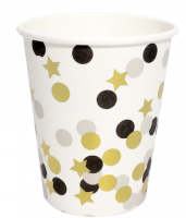 Бумажные стаканчики "Стаканы белые, Конфетти", 180 мл, 6 шт
