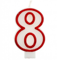 Свеча цифра 8 (красный ободок)