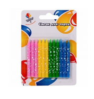  Свечи Точки, узоры ассорти с рисунком 6см 12шт